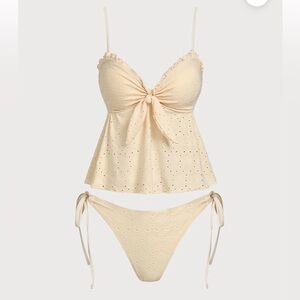 Samiol Medium Yellow Eyelet Tankini Set NWT